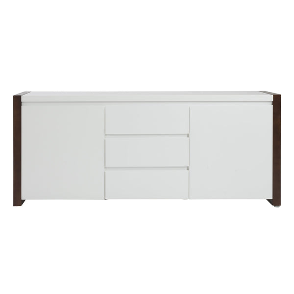 EE Test Vendor Manon Contemporary Sideboard with Matte Finish and Dark Walnut Trim for Modern Living EETEST-90193WHT-KIT