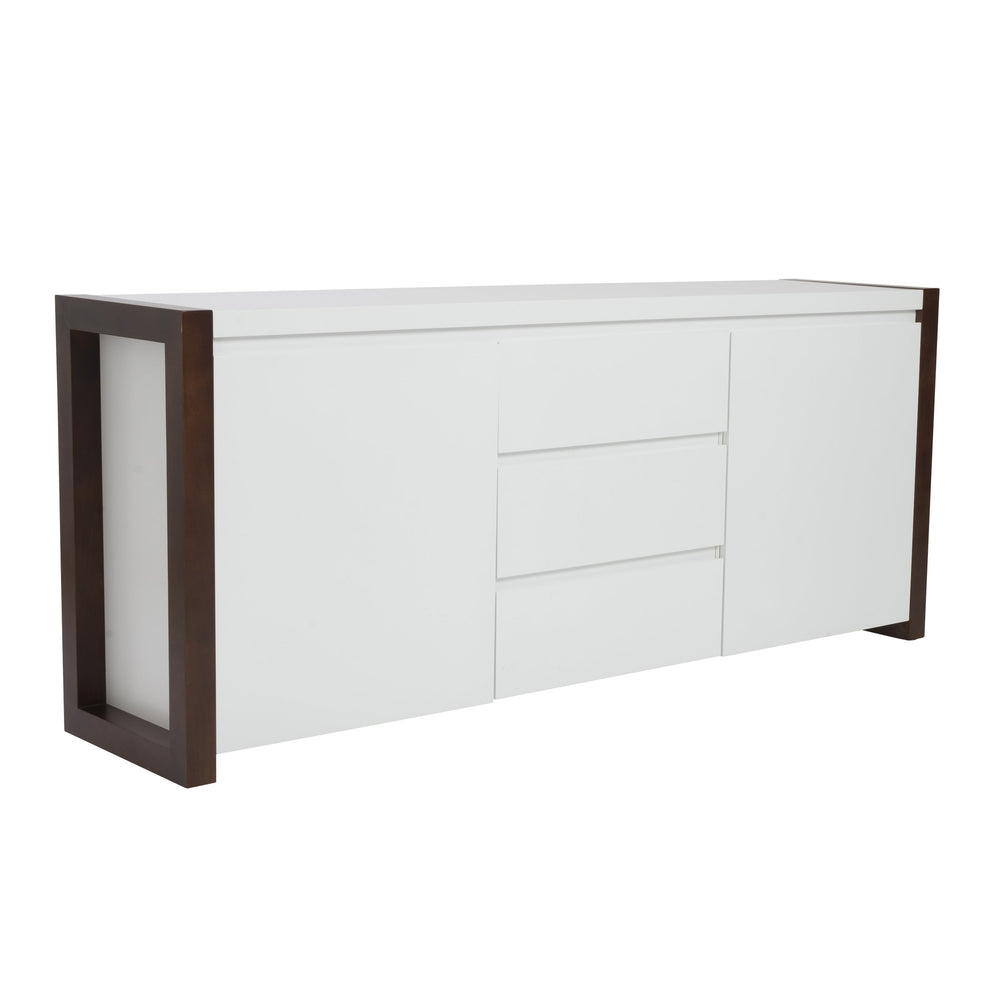 EE Test Vendor Manon Contemporary Sideboard with Matte Finish and Dark Walnut Trim for Modern Living EETEST-90193WHT-KIT