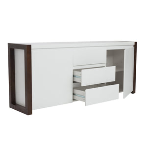 Manon Contemporary Sideboard with Matte Finish and Dark Walnut Trim for Modern Living