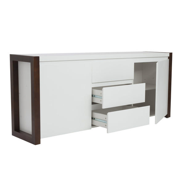 Manon Contemporary Sideboard with Matte Finish and Dark Walnut Trim for Modern Living