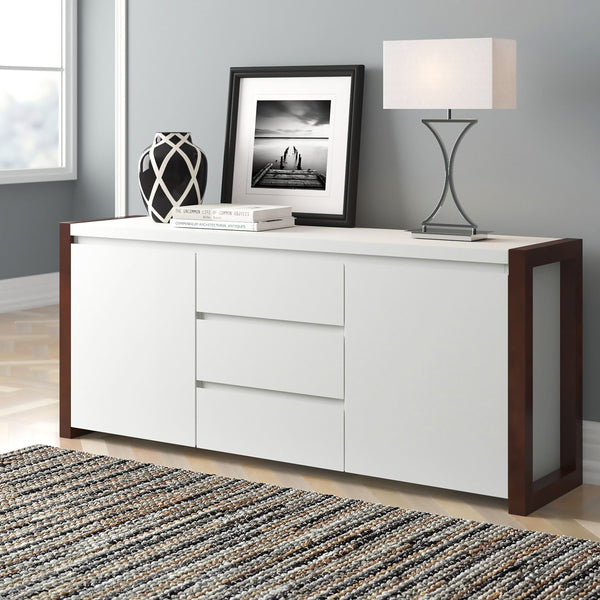 Manon Contemporary Sideboard with Matte Finish and Dark Walnut Trim for Modern Living