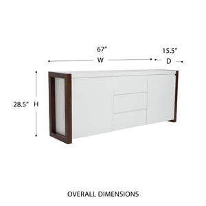 Manon Contemporary Sideboard with Matte Finish and Dark Walnut Trim for Modern Living
