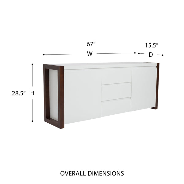 Manon Contemporary Sideboard with Matte Finish and Dark Walnut Trim for Modern Living