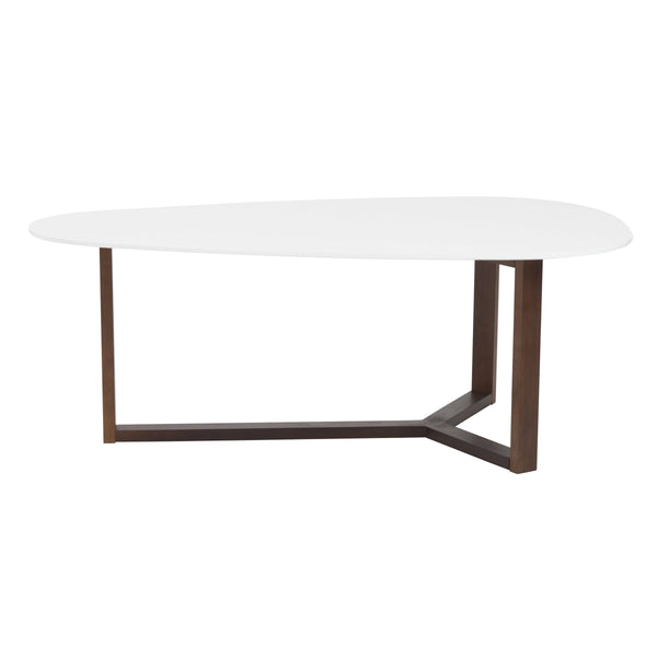 EE Test Vendor Morty Triangular Coffee Table Matte Lacquer Top with Dark Walnut Legs Modern Art EETEST-90199WHT