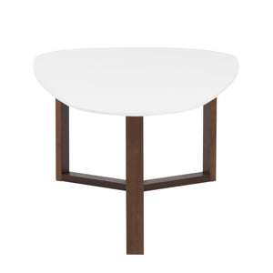 Morty Triangular Coffee Table Matte Lacquer Top with Dark Walnut Legs Modern Art