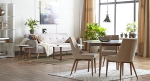 Morty Triangular Coffee Table Matte Lacquer Top with Dark Walnut Legs Modern Art