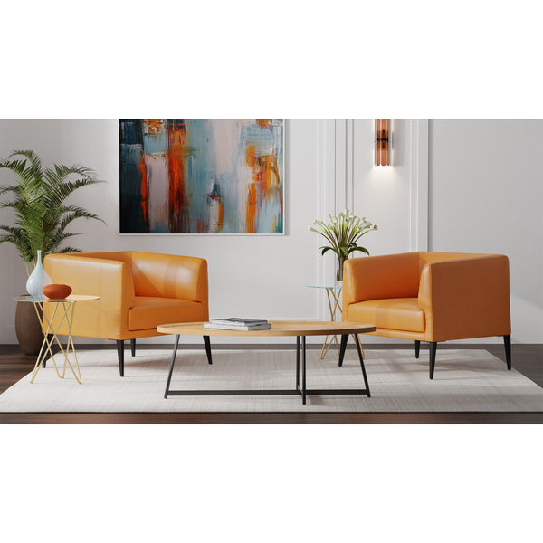 Niklaus 47 Inch Oval Veneer Coffee Table with Sleek Steel Base for Modern Living Rooms