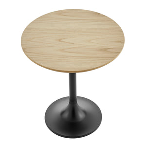 Astrid Tulip Pedestal Side Table with Veneer or Ceramic Top for Modern Living Spaces Accent