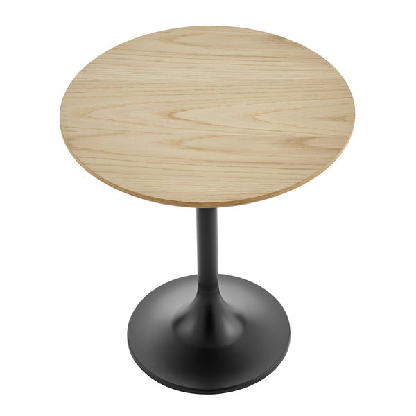 Astrid Tulip Pedestal Side Table with Veneer or Ceramic Top for Modern Living Spaces Accent