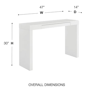Donald 14x47 Entryway Console Table with Hidden Drawer for Living Room or Hallway Decor