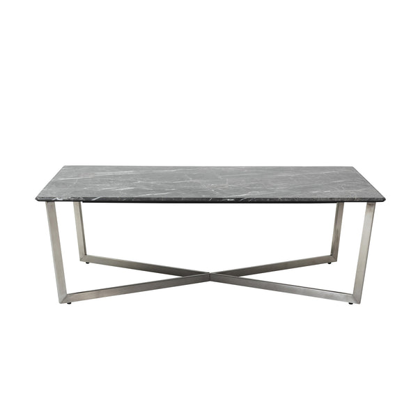 EE Test Vendor Llona Geometric Coffee Table with Marble Melamine Top and Brushed Stainless Base EETEST-90380BLK
