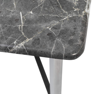 Llona Geometric Coffee Table with Marble Melamine Top and Brushed Stainless Base