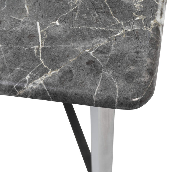 Llona Geometric Coffee Table with Marble Melamine Top and Brushed Stainless Base