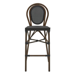 EE Test Vendor Erlend Stackable Aluminum Outdoor Barstool Breathable Mesh Seat for Patio Entertaining Brown EETEST-90391-BLK