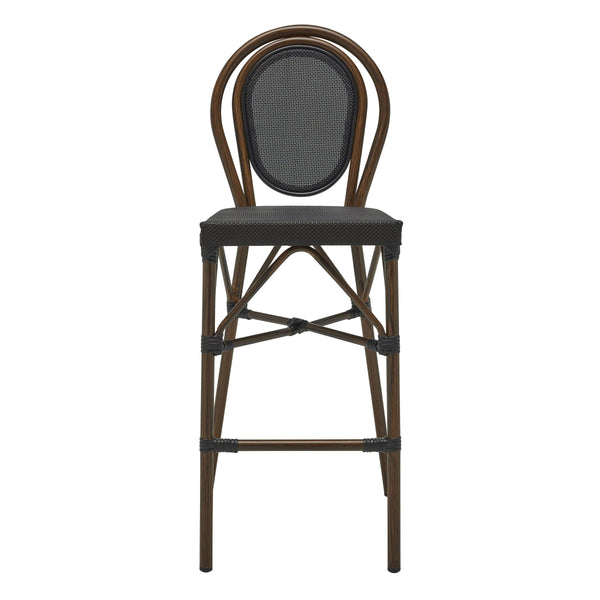 EE Test Vendor Erlend Stackable Aluminum Outdoor Barstool Breathable Mesh Seat for Patio Entertaining Brown EETEST-90391-BLK
