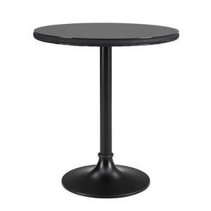 Erlend Round Outdoor Bistro Table Tempered Glass Over Textilene Mesh Iron Base