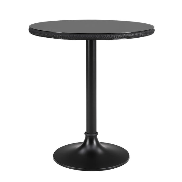 Erlend Round Outdoor Bistro Table Tempered Glass Over Textilene Mesh Iron Base
