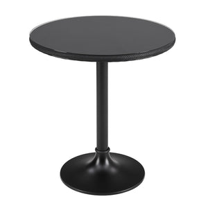 Erlend Round Outdoor Bistro Table Tempered Glass Over Textilene Mesh Iron Base