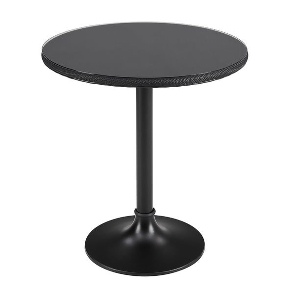Erlend Round Outdoor Bistro Table Tempered Glass Over Textilene Mesh Iron Base