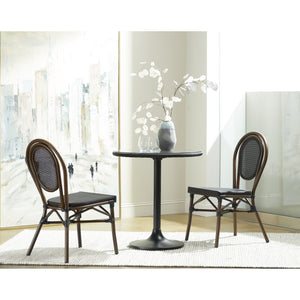 Erlend Round Outdoor Bistro Table Tempered Glass Over Textilene Mesh Iron Base