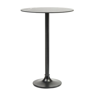EE Test Vendor Jannie Round Outdoor Bar Table with Marble Pattern Top and Powder Coated Aluminum Base EETEST-90403BLK-KIT