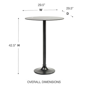 Jannie Round Outdoor Bar Table with Marble Pattern Top and Powder Coated Aluminum Base