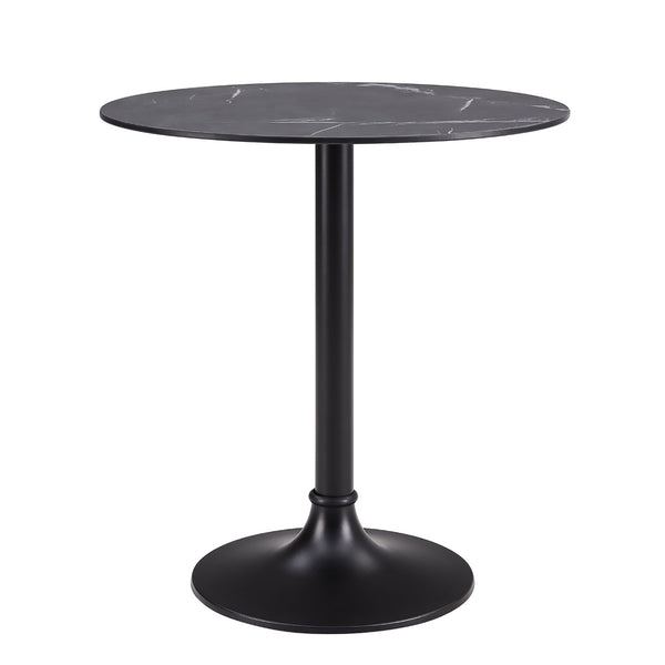 Jannie Round Outdoor Bistro Table Marble Pattern Top Aluminum Base for Modern Patio Dining