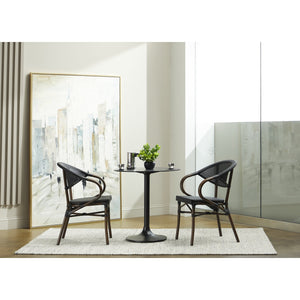 Jannie Round Outdoor Bistro Table Marble Pattern Top Aluminum Base for Modern Patio Dining