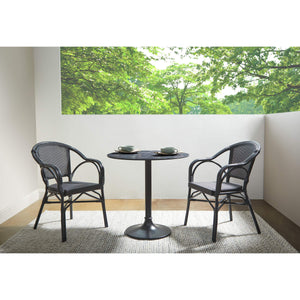Jannie Round Outdoor Bistro Table Marble Pattern Top Aluminum Base for Modern Patio Dining