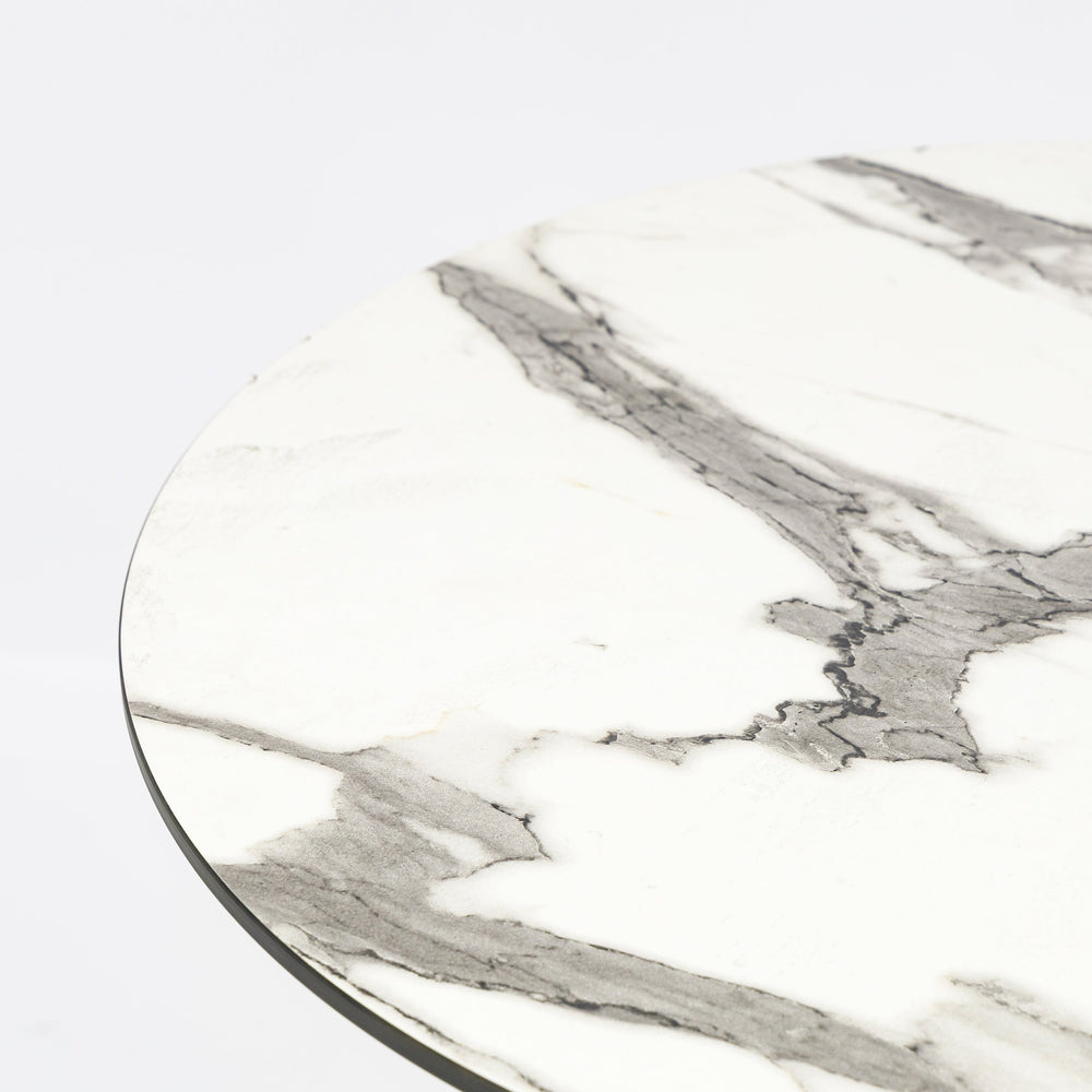 EE Test Vendor Jannie Round Outdoor Bistro Table Marble Pattern Top Aluminum Base for Modern Patio Dining White EETEST-90409WHT-KIT