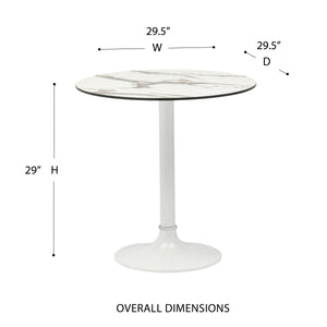 Jannie Round Outdoor Bistro Table Marble Pattern Top Aluminum Base for Modern Patio Dining