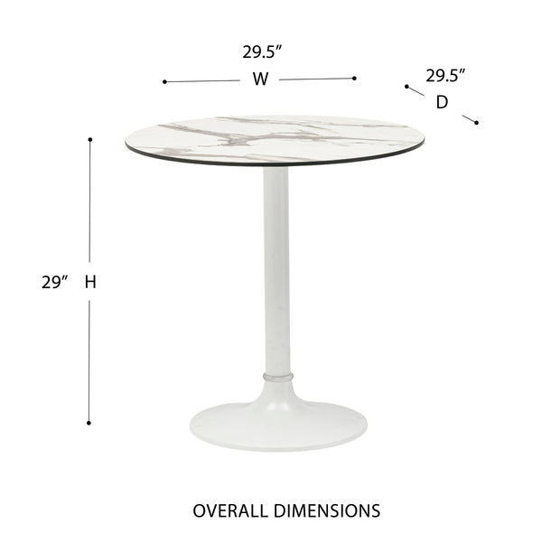 Jannie Round Outdoor Bistro Table Marble Pattern Top Aluminum Base for Modern Patio Dining