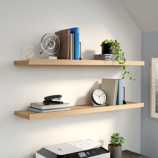 Bianca Modern Walnut Finish Wall Shelf for Books Decor and Display Accents