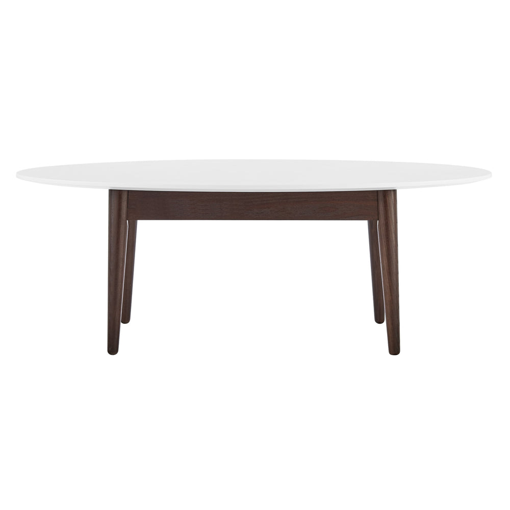EE Test Vendor Manon Mid-century Modern Coffee Table Matte Finish with Contrasting Walnut Wood Legs EETEST-90433-WHT