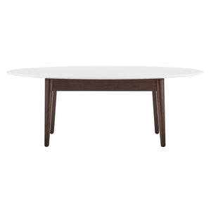 EE Test Vendor Manon Mid-century Modern Coffee Table Matte Finish with Contrasting Walnut Wood Legs EETEST-90433-WHT