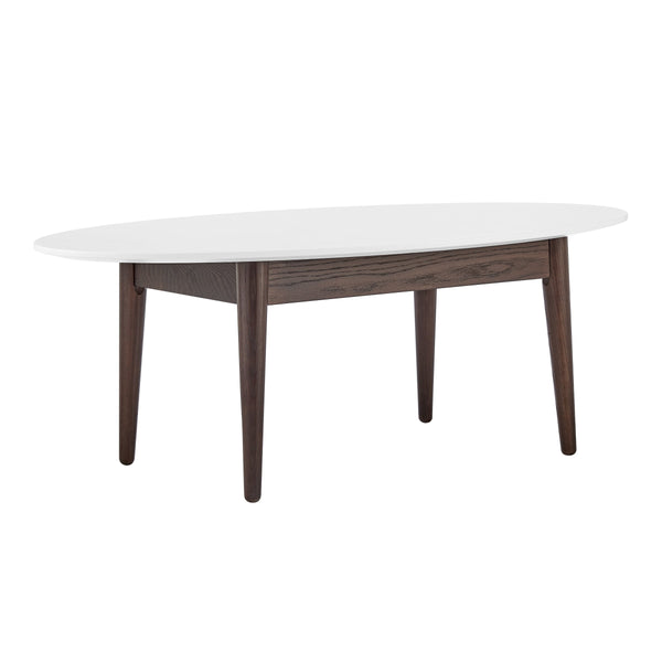 Manon Mid-century Modern Coffee Table Matte Finish with Contrasting Walnut Wood Legs