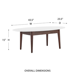 Manon Mid-century Modern Coffee Table Matte Finish with Contrasting Walnut Wood Legs