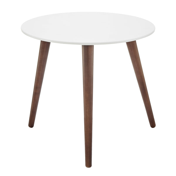 Manon Mid-century Round End Table Matte Finish Top with Contrasting Walnut Legs