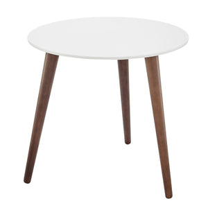 Manon Mid-century Round End Table Matte Finish Top with Contrasting Walnut Legs
