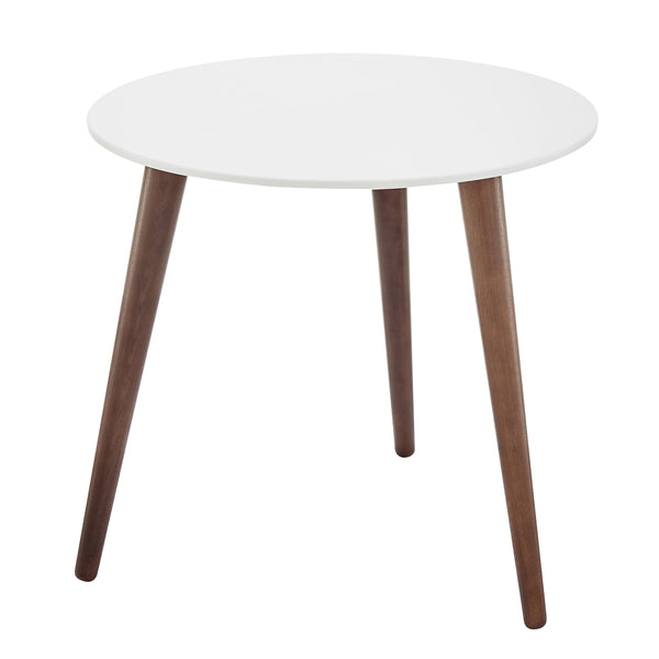 Manon Mid-century Round End Table Matte Finish Top with Contrasting Walnut Legs