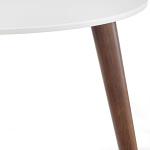 Manon Mid-century Round End Table Matte Finish Top with Contrasting Walnut Legs