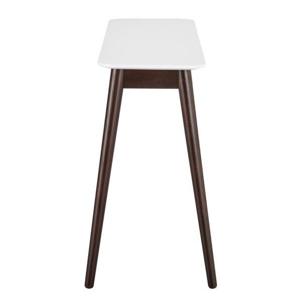 Manon Minimalist Console Table Matte Finish with Contrasting Dark Walnut Leg Detail