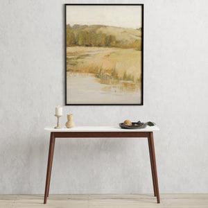 Manon Minimalist Console Table Matte Finish with Contrasting Dark Walnut Leg Detail