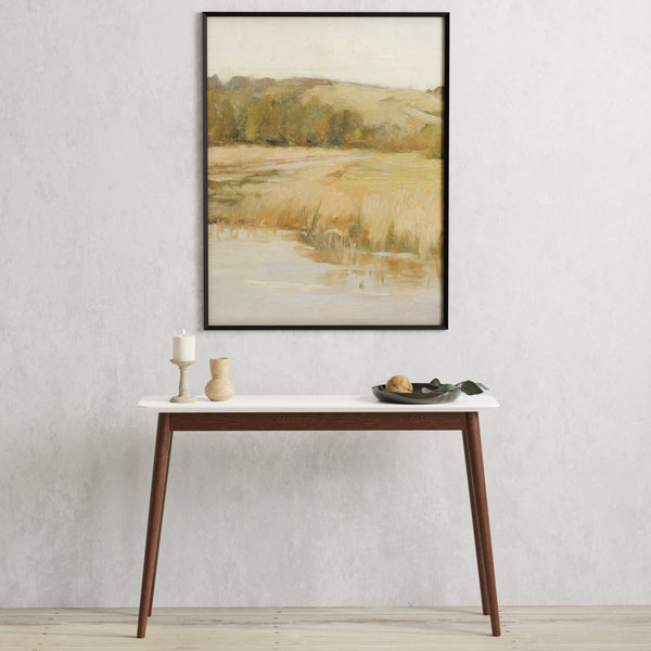 Manon Minimalist Console Table Matte Finish with Contrasting Dark Walnut Leg Detail