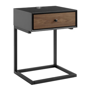 Daeg Mid-century Modern Side Table with Veneer Storage Drawer for Minimalist Bedroom Decor