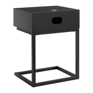 Daeg Mid-century Modern Side Table with Veneer Storage Drawer for Minimalist Bedroom Decor