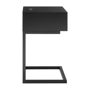 Daeg Mid-century Modern Side Table with Veneer Storage Drawer for Minimalist Bedroom Decor