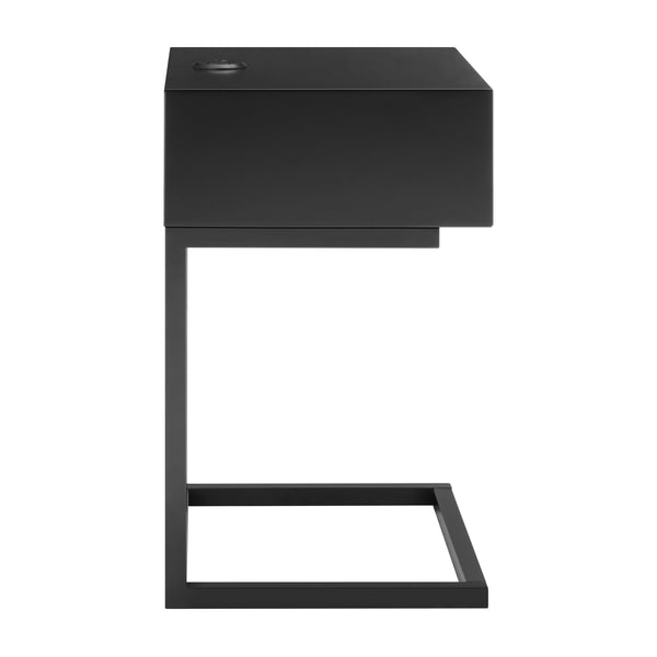 Daeg Mid-century Modern Side Table with Veneer Storage Drawer for Minimalist Bedroom Decor