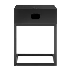 Daeg Mid-century Modern Side Table with Veneer Storage Drawer for Minimalist Bedroom Decor