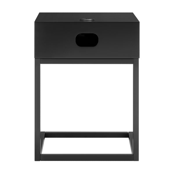 Daeg Mid-century Modern Side Table with Veneer Storage Drawer for Minimalist Bedroom Decor